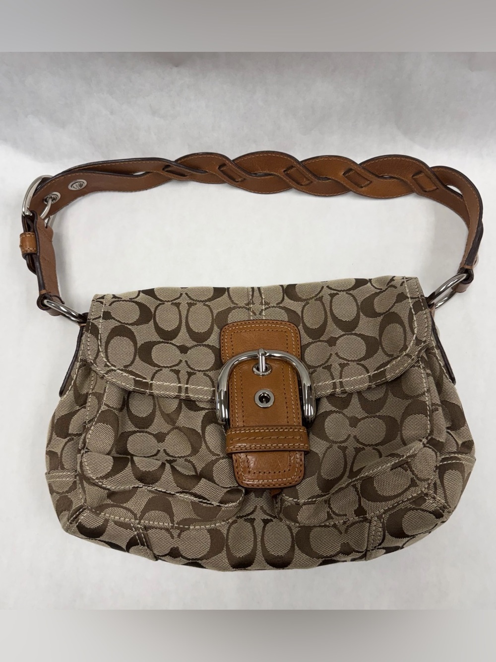 COACH Y2K Vintage Soho Medium Buckle Flap Signature C Shoulder Bag 11862